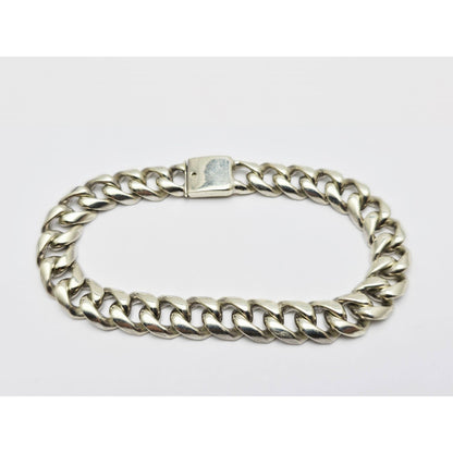 Fancy 14K White Gold Cuban Link Bracelet