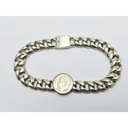 Fancy 14K White Gold Cuban Link Bracelet
