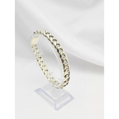 Fancy 14K White Gold Cuban Link Bracelet
