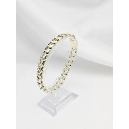 Fancy 14K White Gold Cuban Link Bracelet