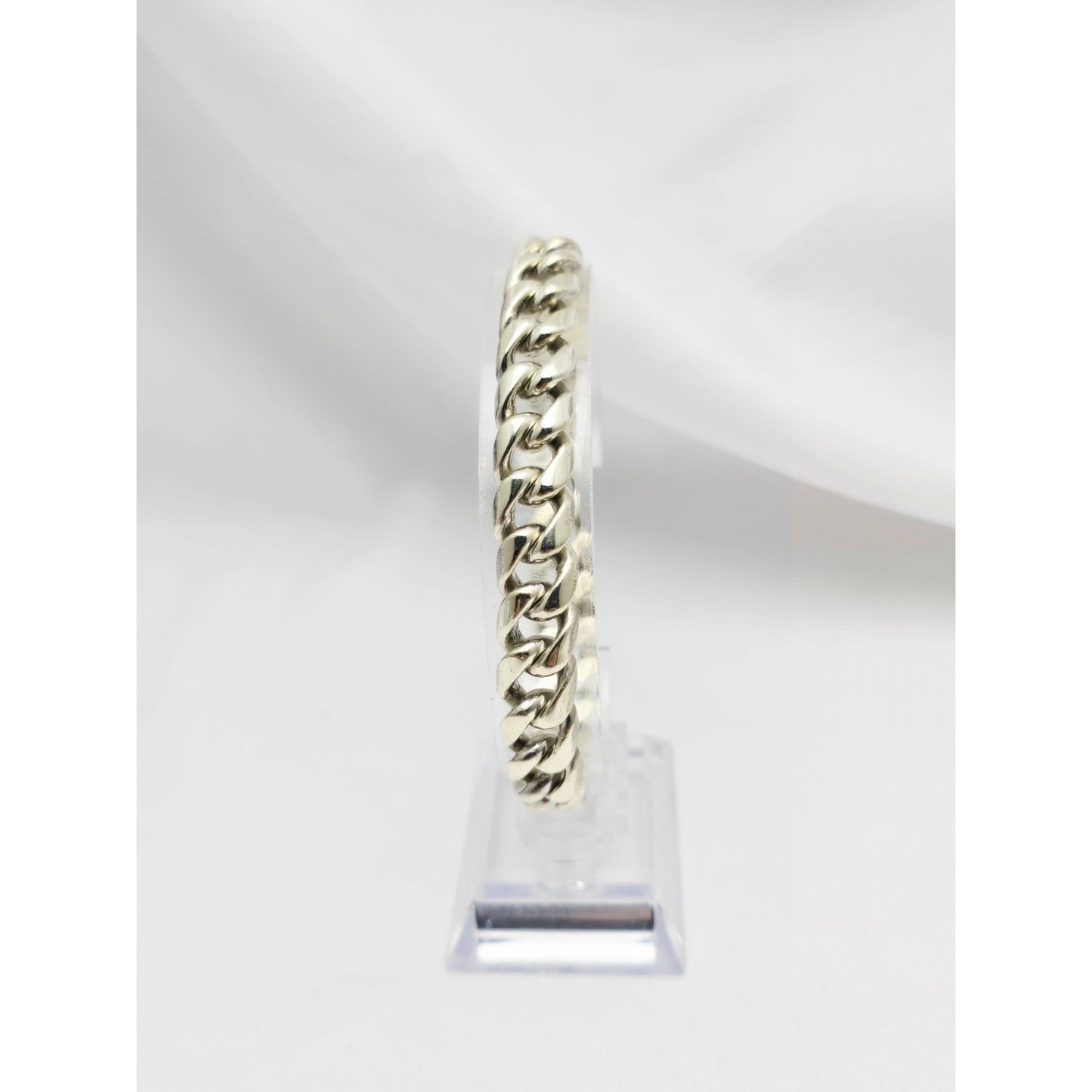 Fancy 14K White Gold Cuban Link Bracelet