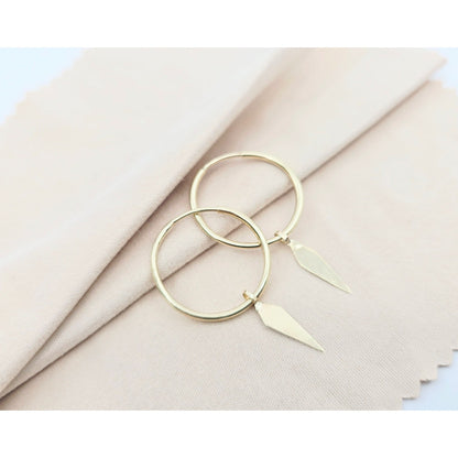 14K Yellow Gold Drop Dangle Tube Hoop Earrings