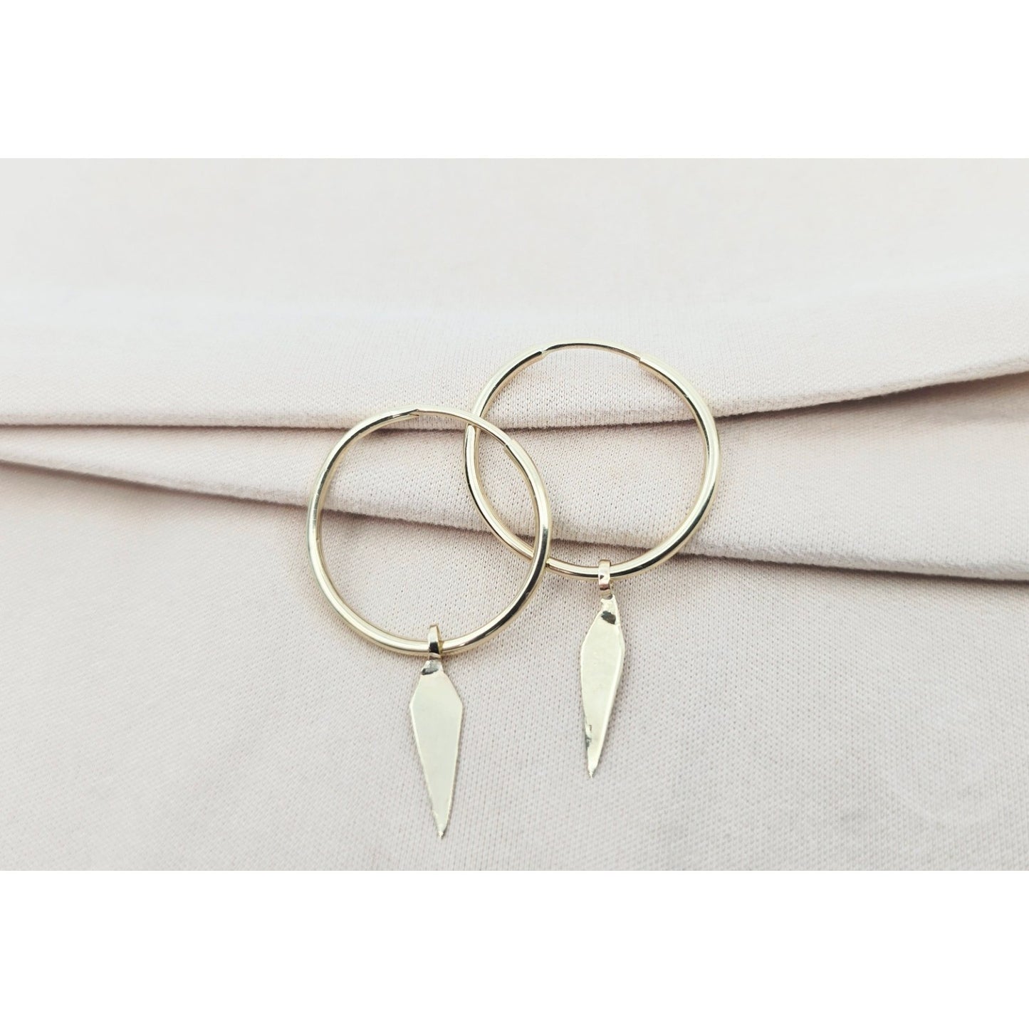 14K Yellow Gold Drop Dangle Tube Hoop Earrings