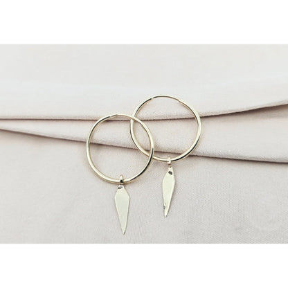 14K Yellow Gold Drop Dangle Tube Hoop Earrings