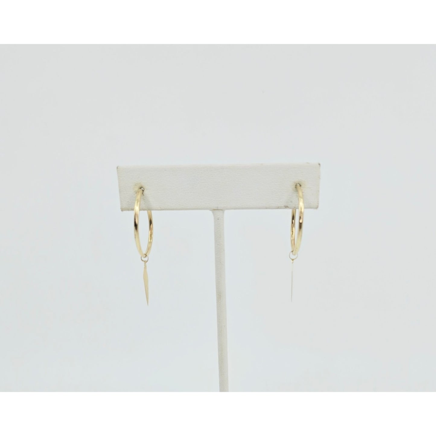 14K Yellow Gold Drop Dangle Tube Hoop Earrings