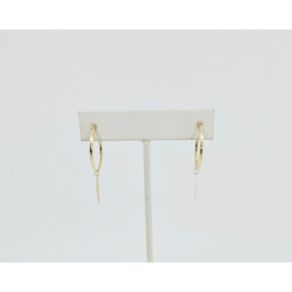 14K Yellow Gold Drop Dangle Tube Hoop Earrings