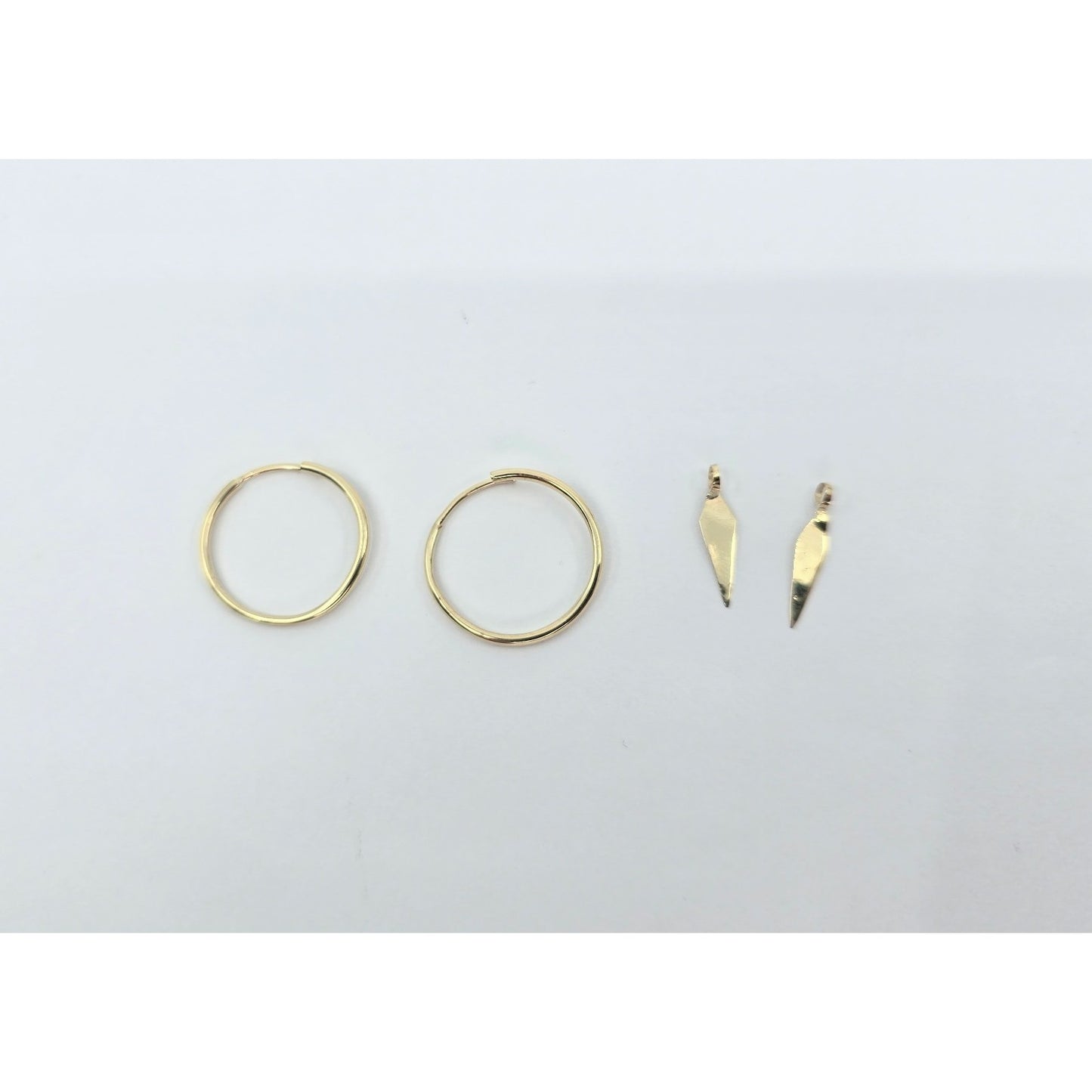 14K Yellow Gold Drop Dangle Tube Hoop Earrings