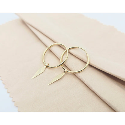 14K Yellow Gold Drop Dangle Tube Hoop Earrings
