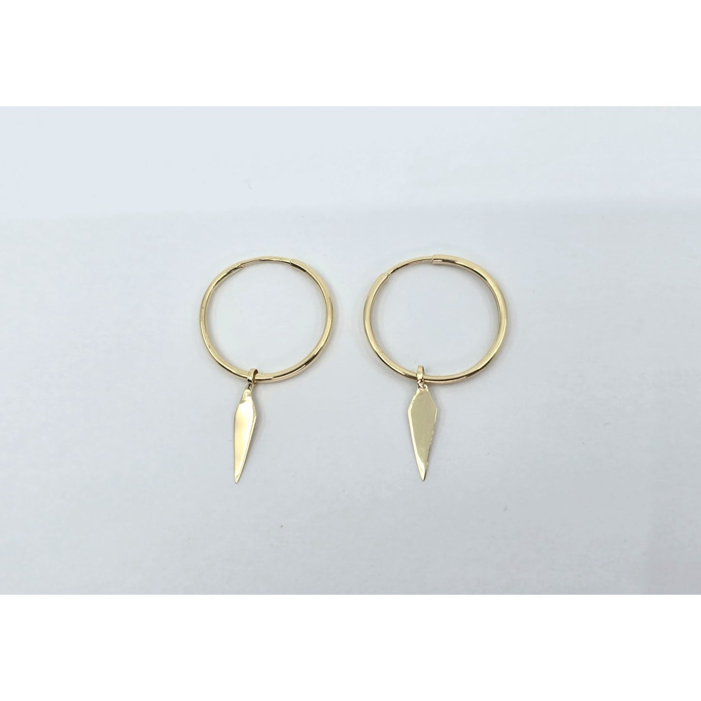 14K Yellow Gold Drop Dangle Tube Hoop Earrings