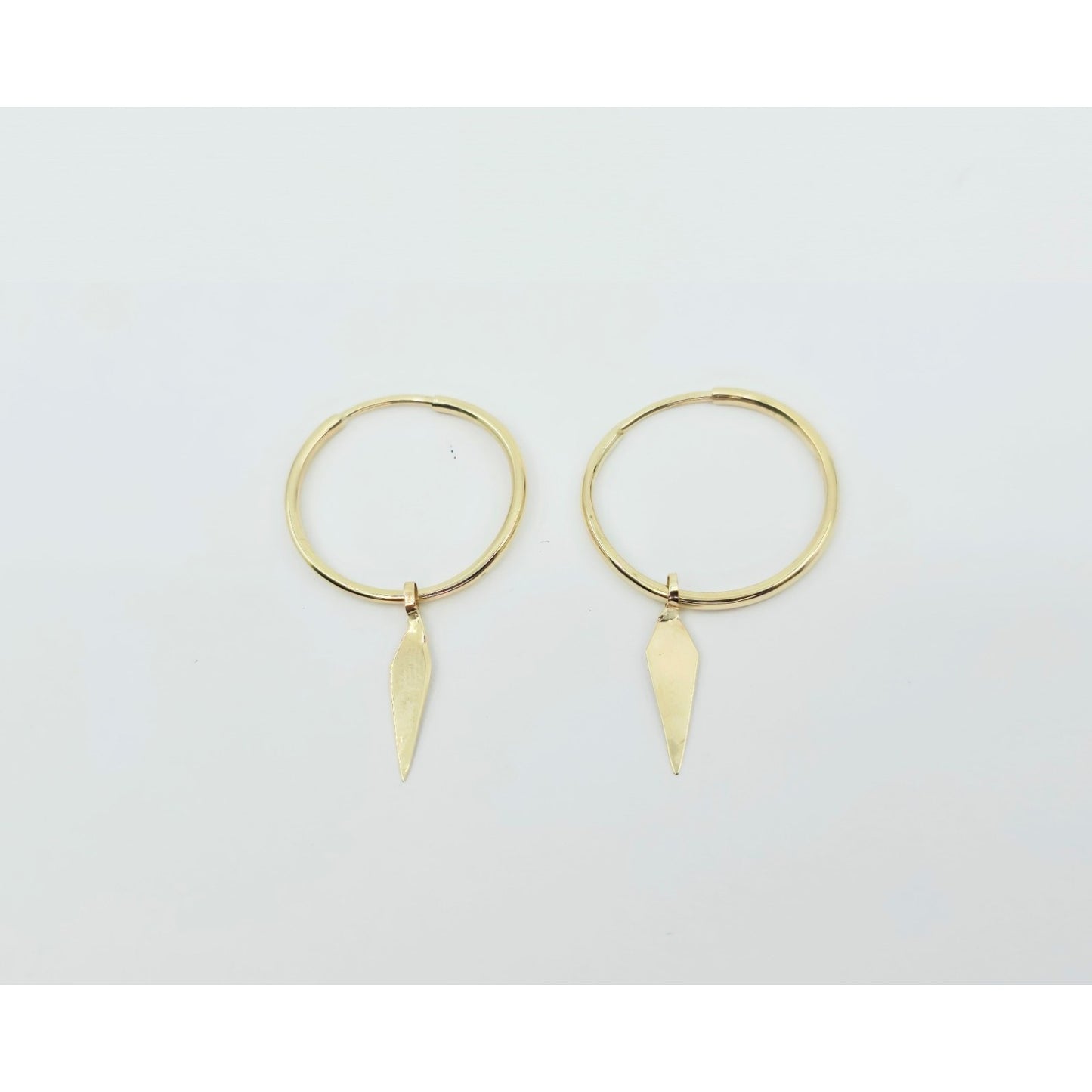 14K Yellow Gold Drop Dangle Tube Hoop Earrings