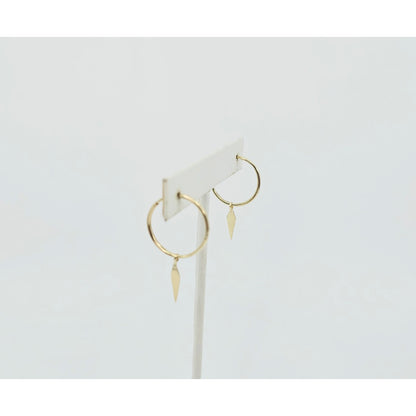 14K Yellow Gold Drop Dangle Tube Hoop Earrings