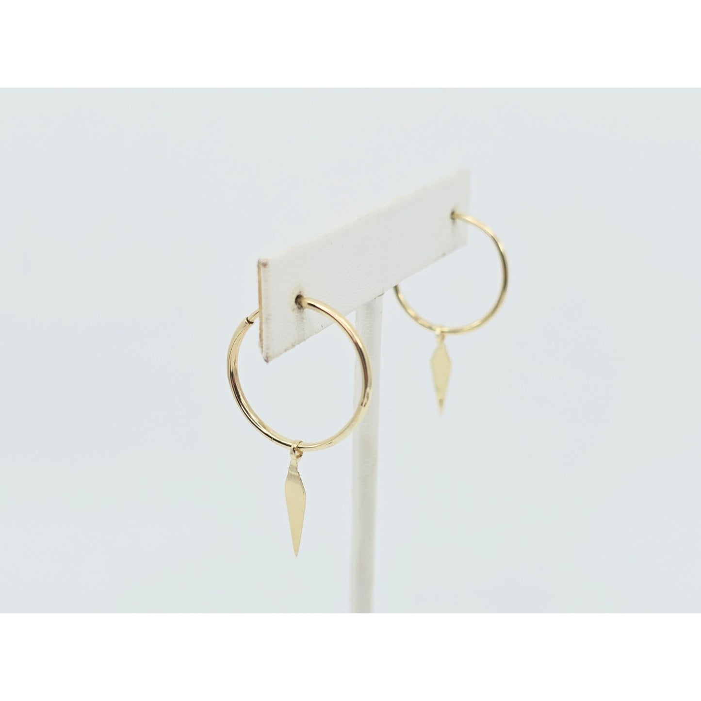 14K Yellow Gold Drop Dangle Tube Hoop Earrings