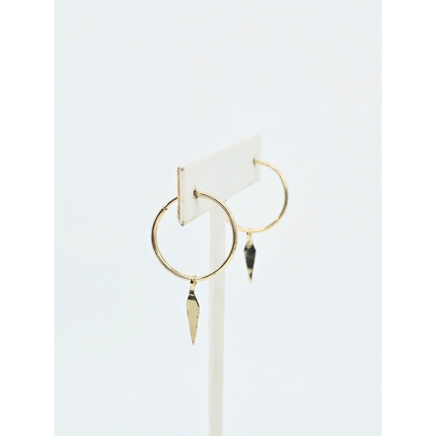 14K Yellow Gold Drop Dangle Tube Hoop Earrings