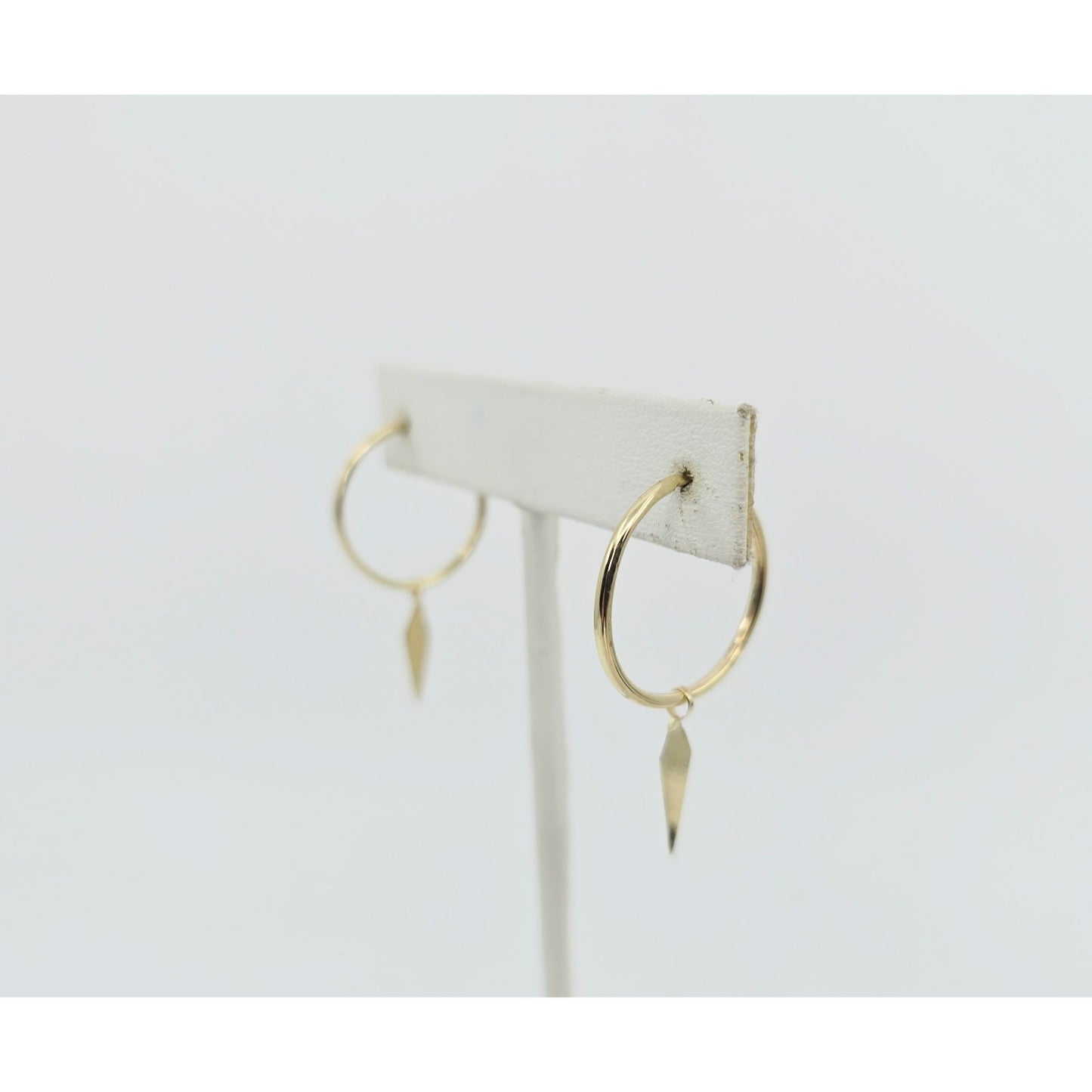 14K Yellow Gold Drop Dangle Tube Hoop Earrings