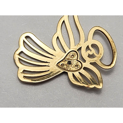 10K Two Tone Gold Diamond Angel Charm Pendant