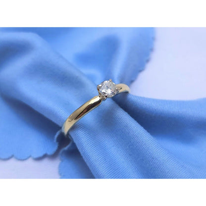 14K Yellow Gold Solitaire Diamond Wedding Ring