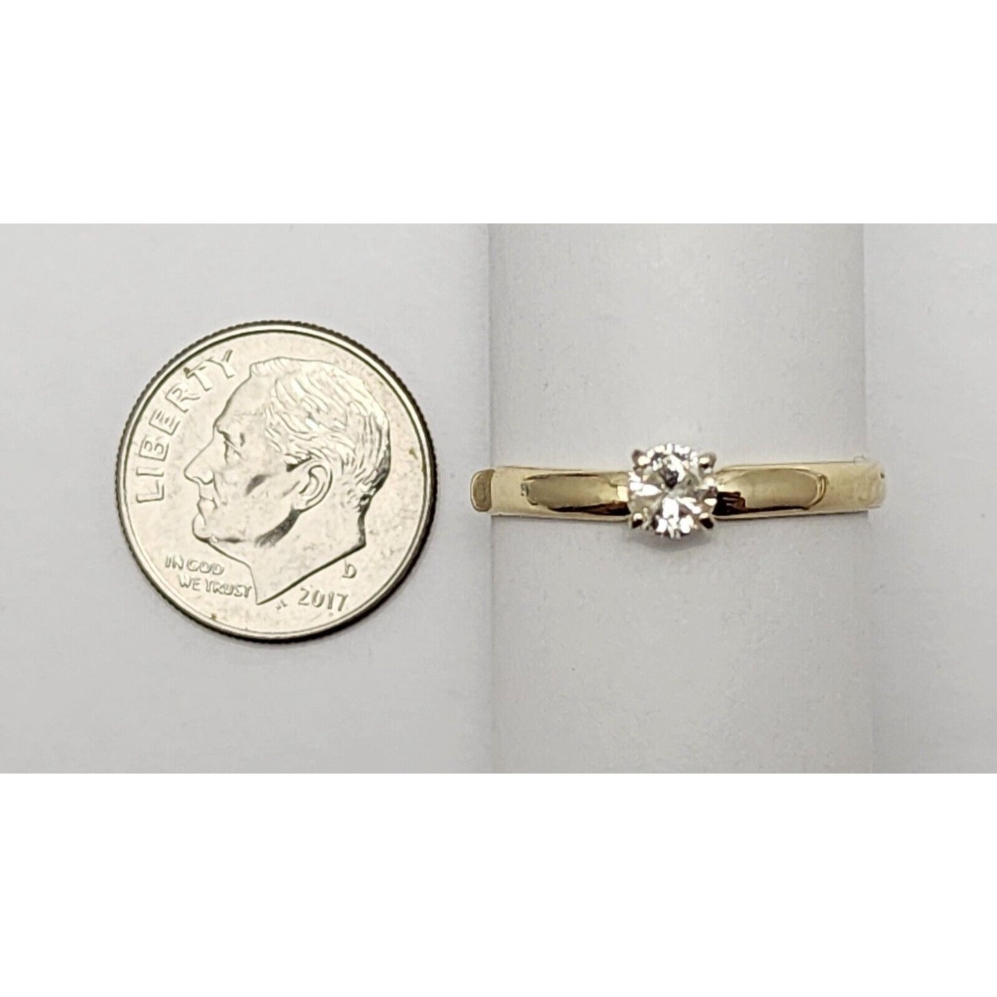 14K Yellow Gold Solitaire Diamond Wedding Ring