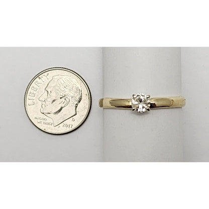 14K Yellow Gold Solitaire Diamond Wedding Ring