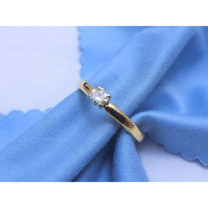 14K Yellow Gold Solitaire Diamond Wedding Ring