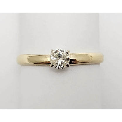 14K Yellow Gold Solitaire Diamond Wedding Ring