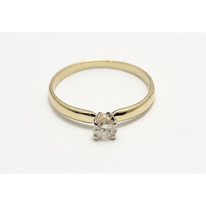 14K Yellow Gold Solitaire Diamond Wedding Ring