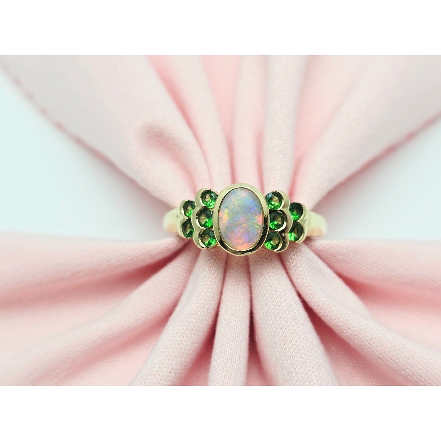 14K Yellow Gold Opal & Chrysoprase Ring