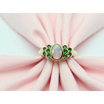 14K Yellow Gold Opal & Chrysoprase Ring