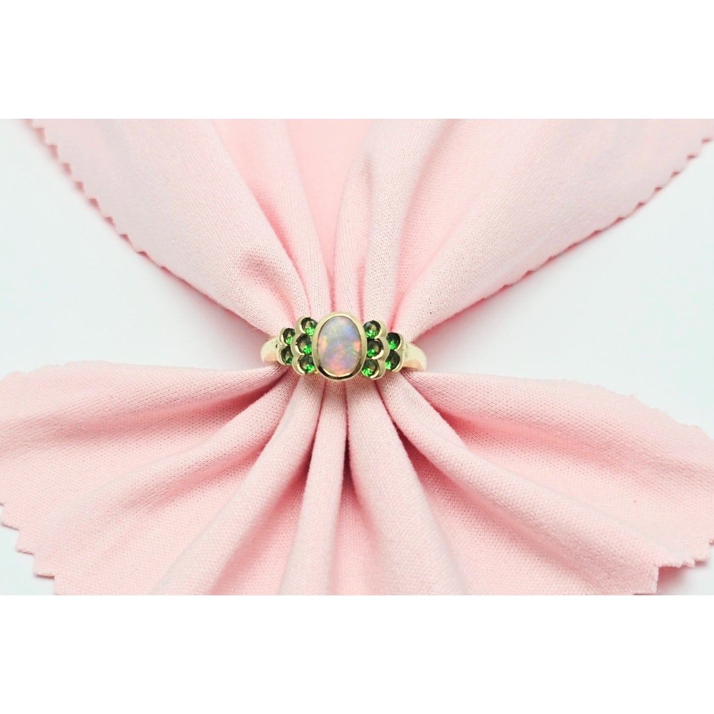 14K Yellow Gold Opal & Chrysoprase Ring