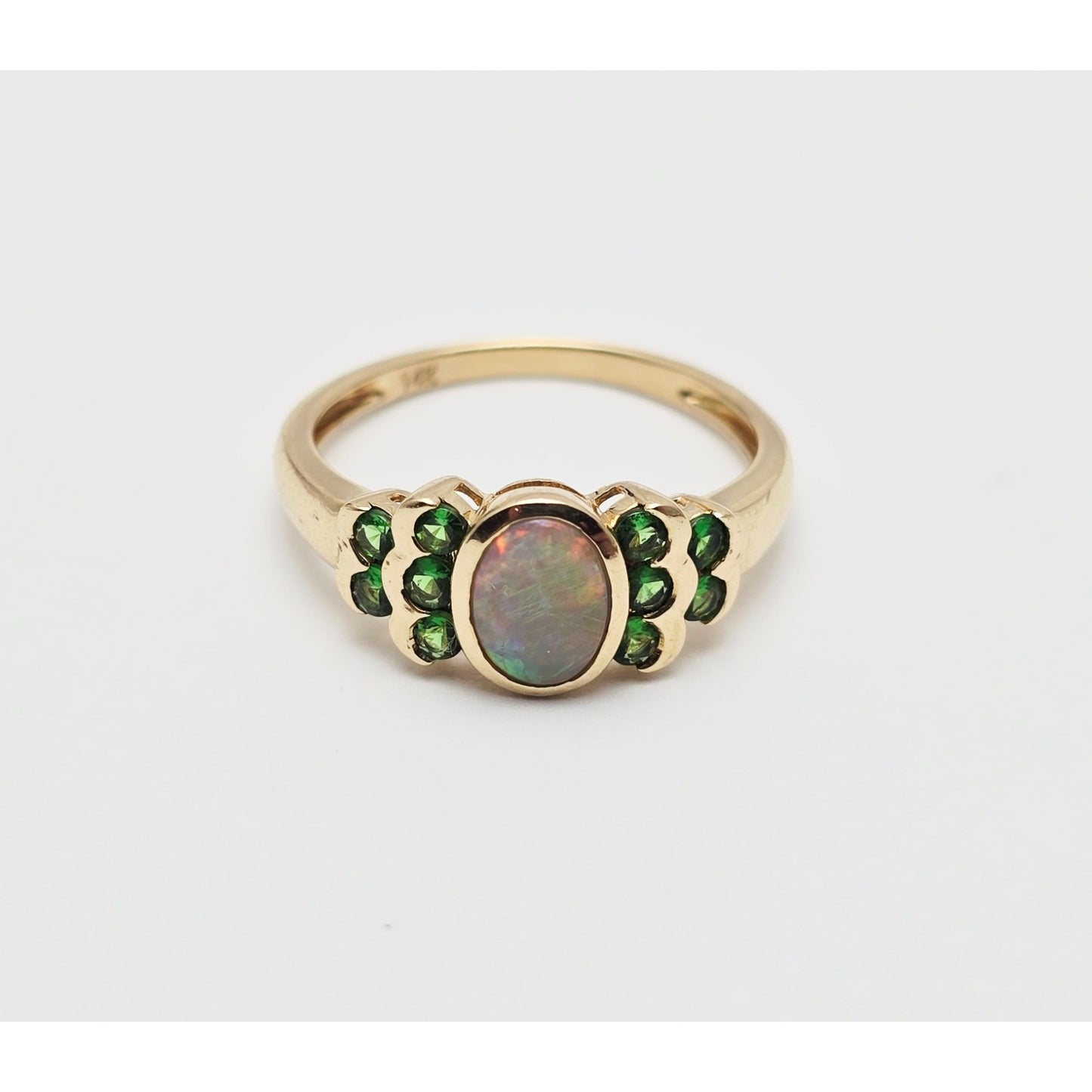 14K Yellow Gold Opal & Chrysoprase Ring