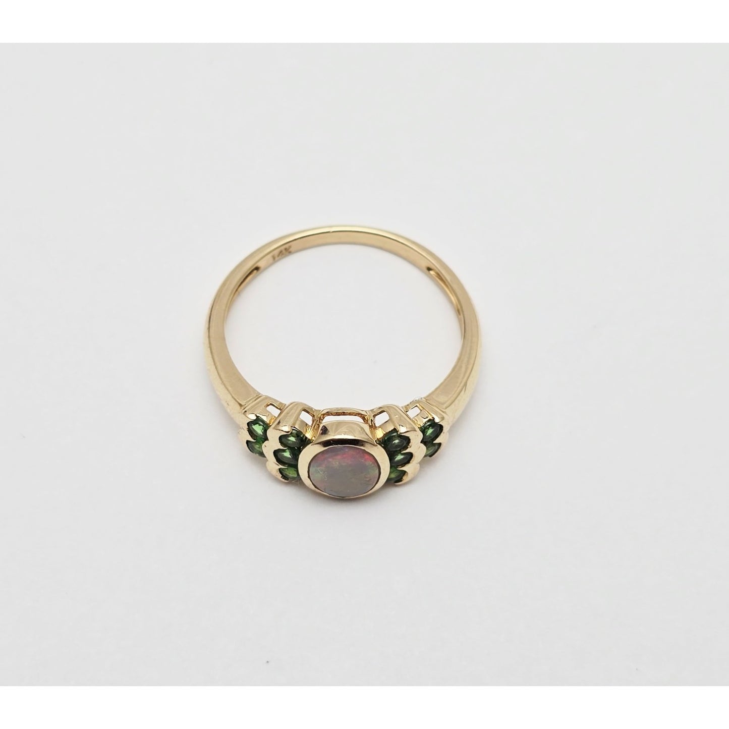 14K Yellow Gold Opal & Chrysoprase Ring