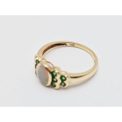 14K Yellow Gold Opal & Chrysoprase Ring