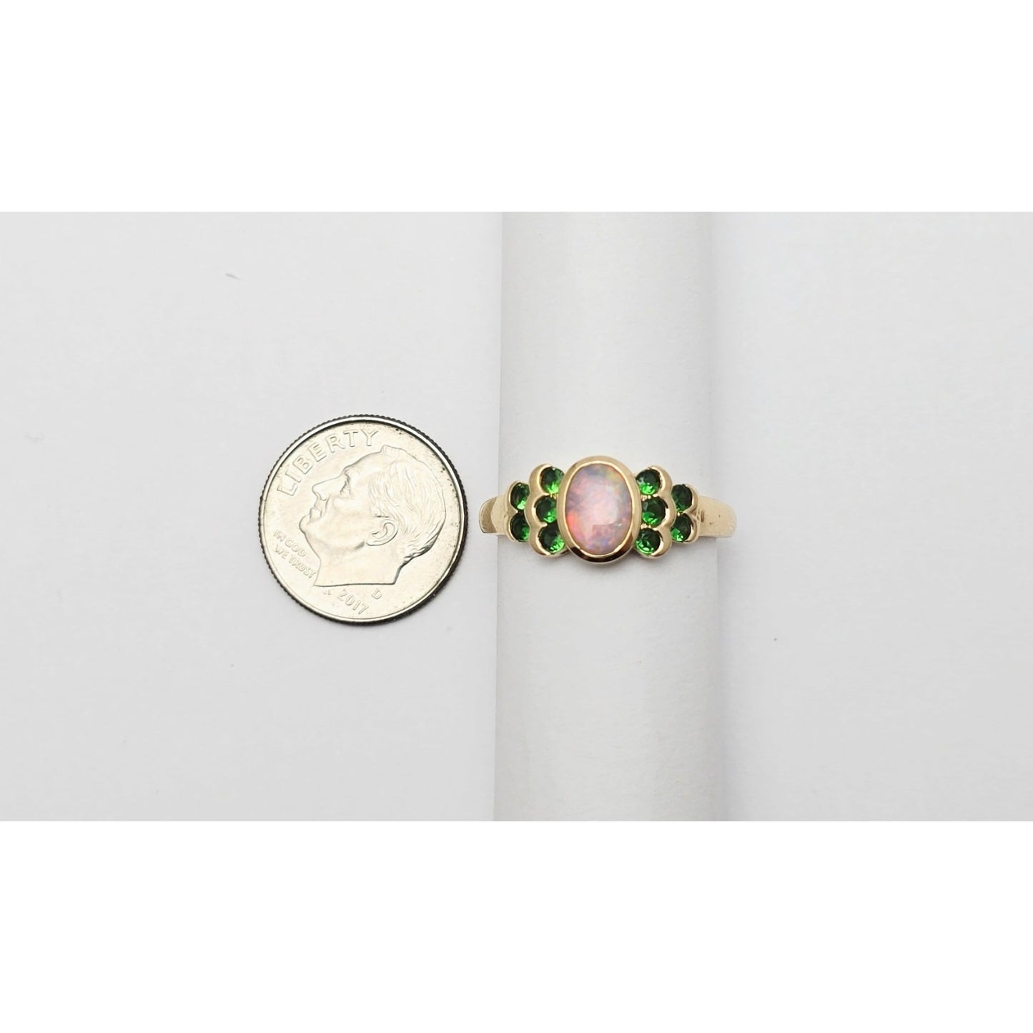 14K Yellow Gold Opal & Chrysoprase Ring