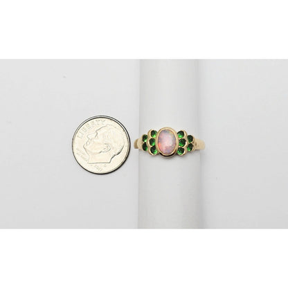 14K Yellow Gold Opal & Chrysoprase Ring