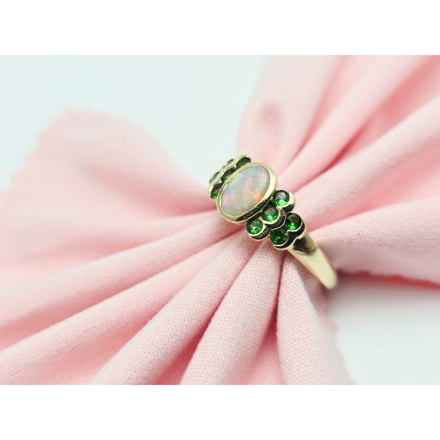 14K Yellow Gold Opal & Chrysoprase Ring