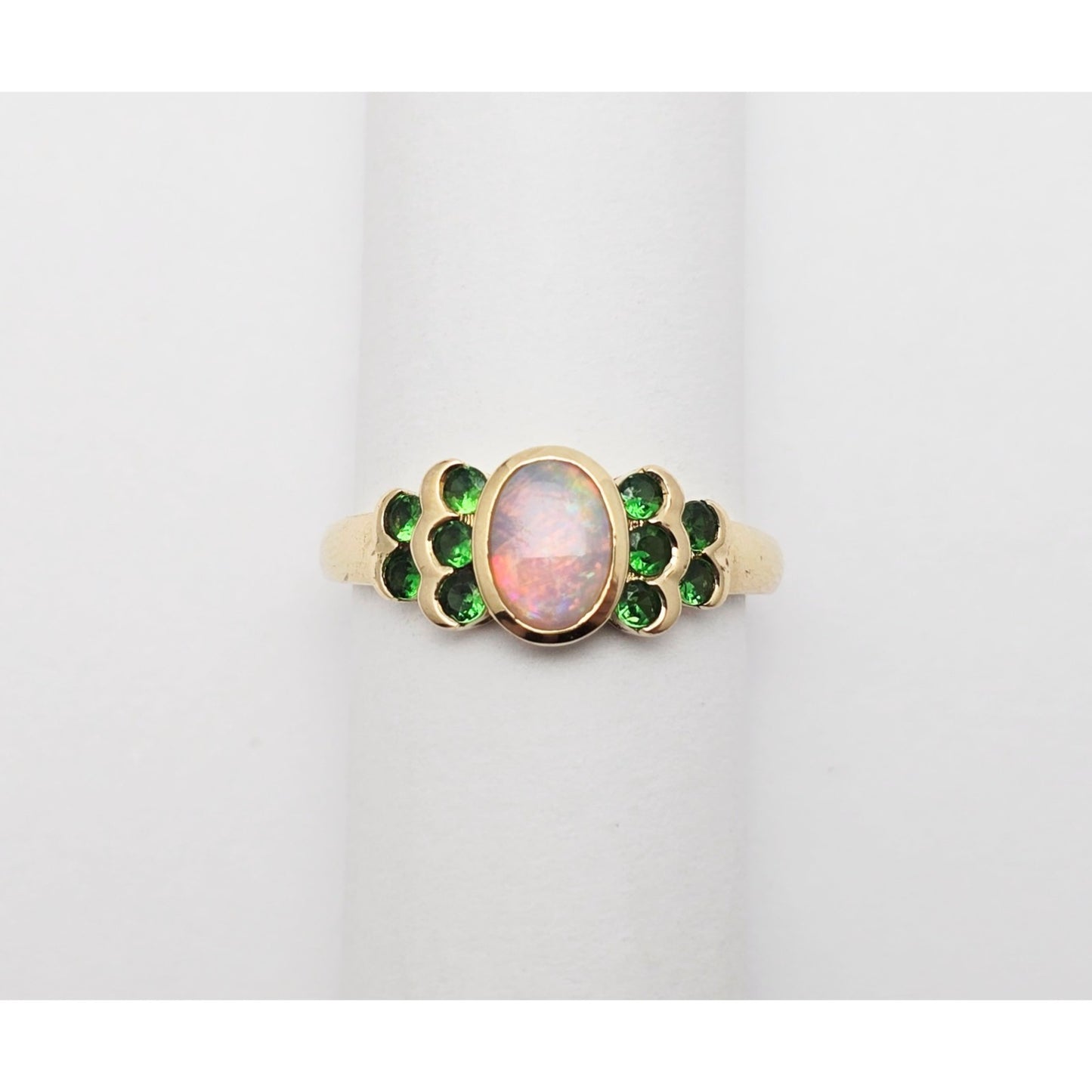 14K Yellow Gold Opal & Chrysoprase Ring