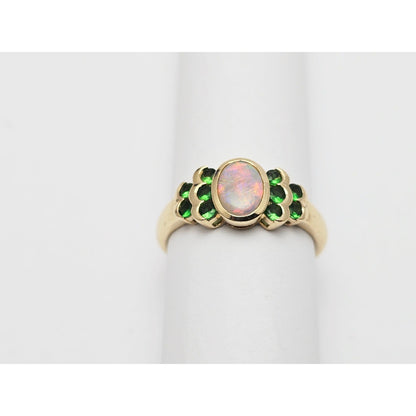 14K Yellow Gold Opal & Chrysoprase Ring