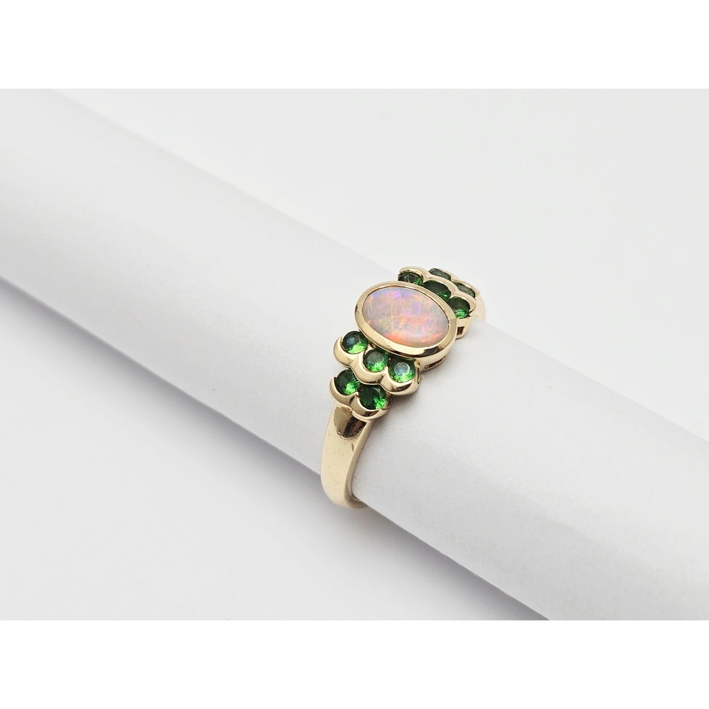 14K Yellow Gold Opal & Chrysoprase Ring