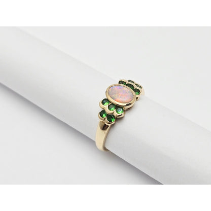 14K Yellow Gold Opal & Chrysoprase Ring
