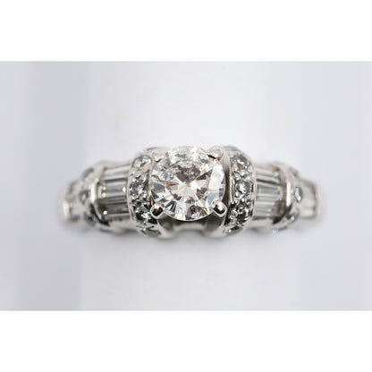 14K White Gold Ladies Round Diamond Engagement Ring