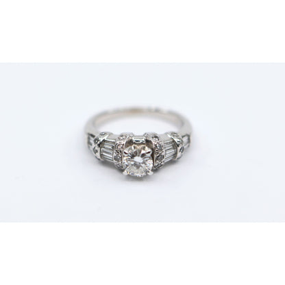 14K White Gold Ladies Round Diamond Engagement Ring