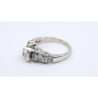 14K White Gold Ladies Round Diamond Engagement Ring