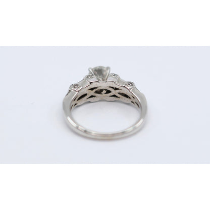 14K White Gold Ladies Round Diamond Engagement Ring