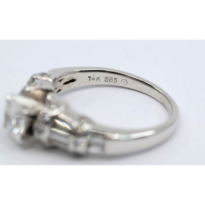 14K White Gold Ladies Round Diamond Engagement Ring
