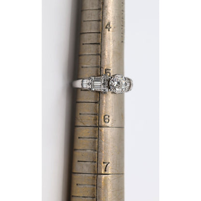 14K White Gold Ladies Round Diamond Engagement Ring