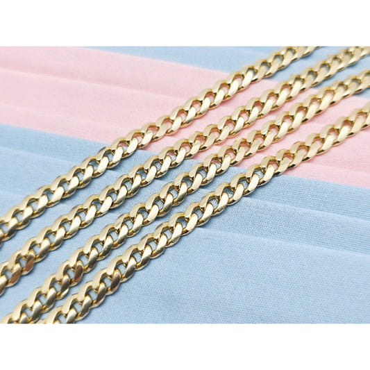 14K Yellow Gold Cuban Curb Link Chain Necklace