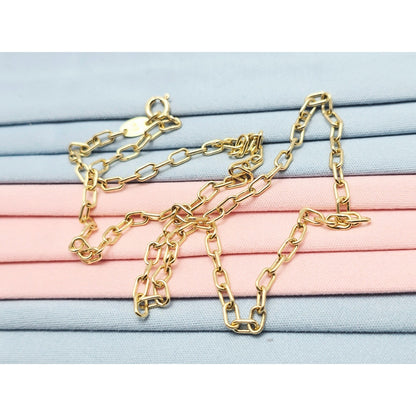 14K Yellow Gold Anchor Cable Link Chain Necklace
