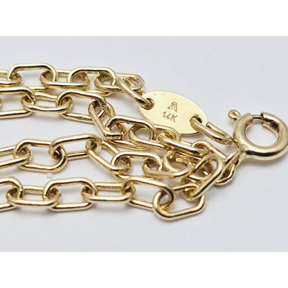 14K Yellow Gold Anchor Cable Link Chain Necklace