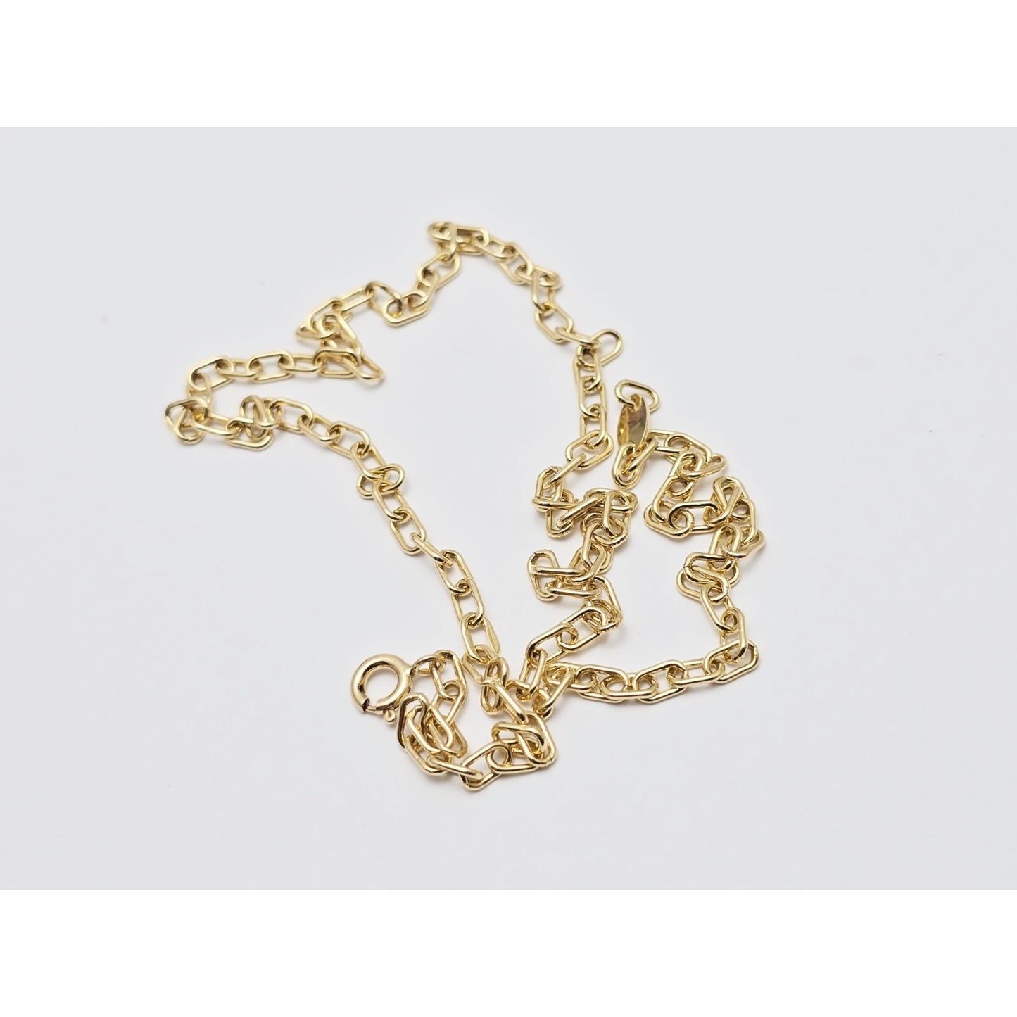 14K Yellow Gold Anchor Cable Link Chain Necklace
