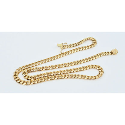 14K Yellow Gold Cuban Link Chain Necklace