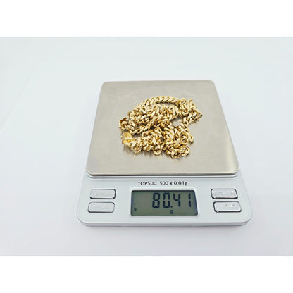 14K Yellow Gold Cuban Link Chain Necklace